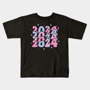 2024 2024 2024 2024 pastel retro wavy Kids T-Shirt